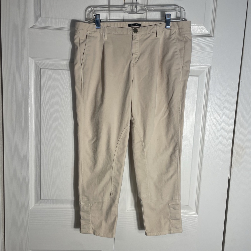 Massimo Dutti Casual Fit Pants Women US 8 Beige Cropped Equestrian Style Pockets